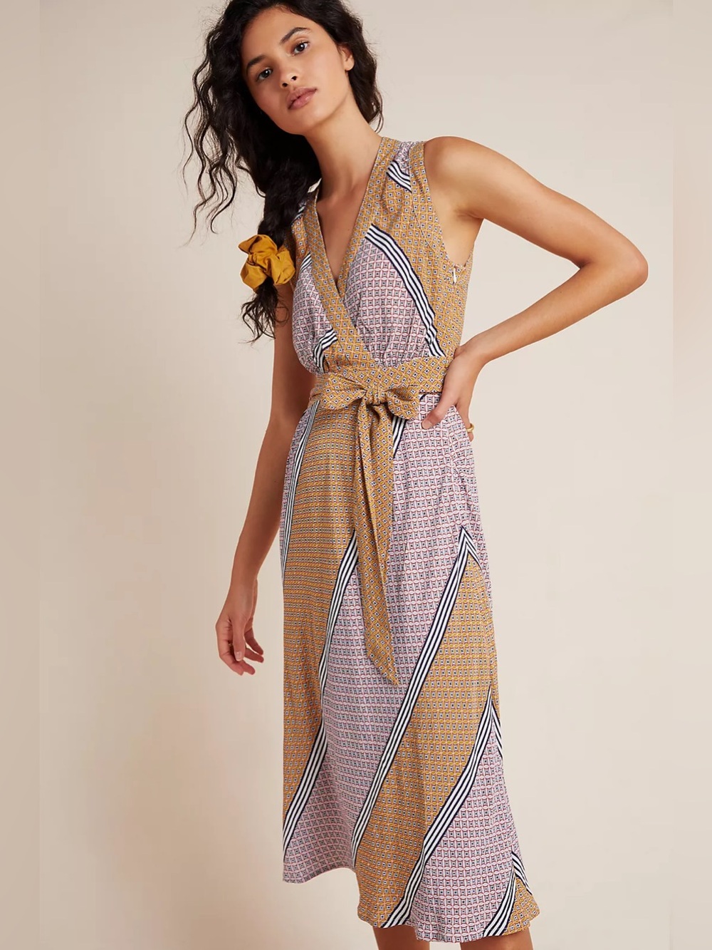 Anthropologie Maeve Carla Wrap Dress Size 14 Petite Midi Viscose Lightweight - Picture 5 of 16